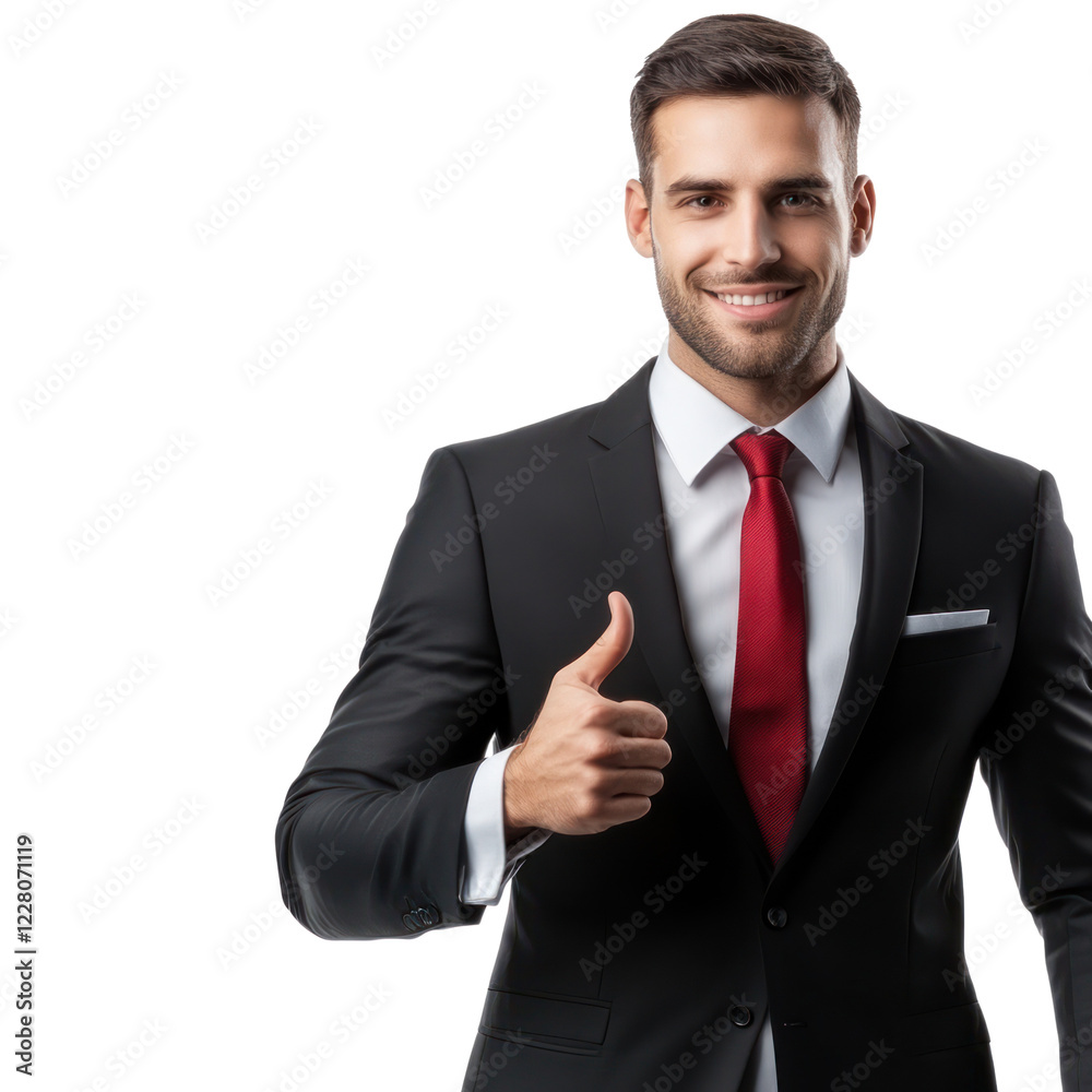 Well dressed man shows approval with a thumbs up and smile, isolated on a transparent background. PNG Well dressed man shows approval with a thumbs up and smile, isolated on a transparent background. PNG