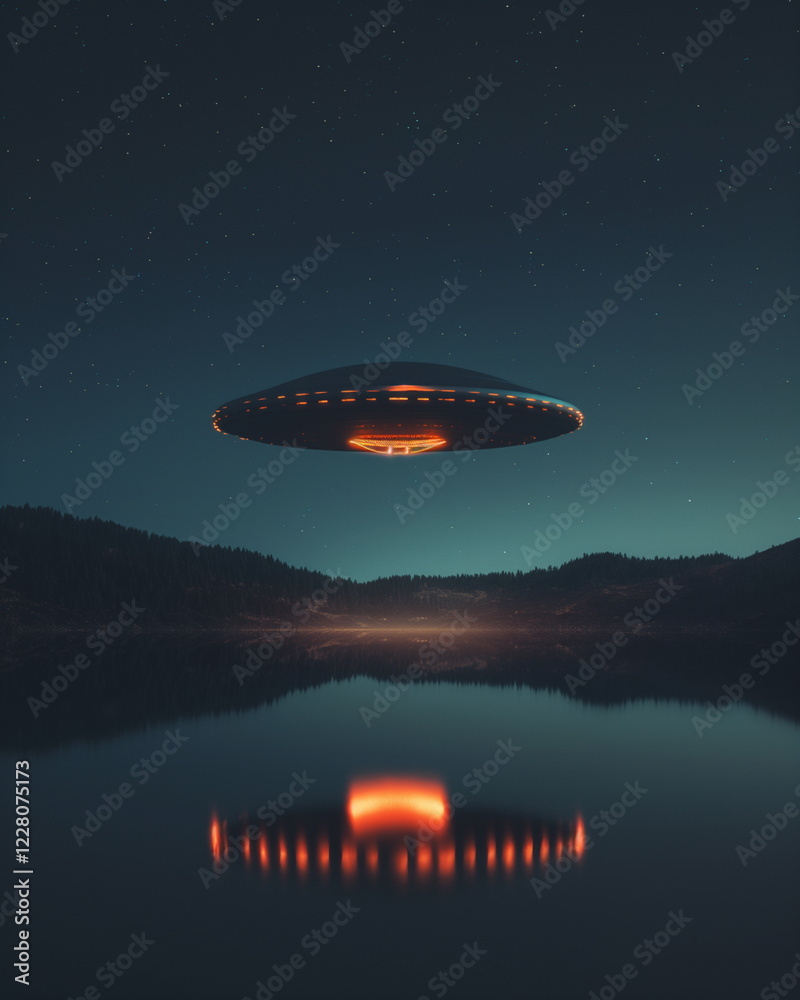 A UFO in the form of a disk with flickering lights_002 A UFO in the form of a disk with flickering lights_002