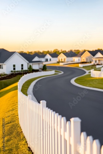 Modern Suburban Living Minimalist Architecture of Newly Built Homes on Asphalt Roads, Surrounded by Lush Gardens - Real Estate Insights and Community Growth Marketing Strategy photo