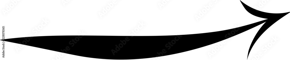  Illustration features a bold, black curved arrow with a dynamic, flowing design, tapering at both ends, giving it a sense of motion and direction.