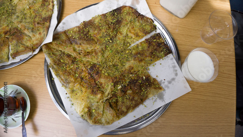 Traditional Pistachio Dessert: Katmer photo