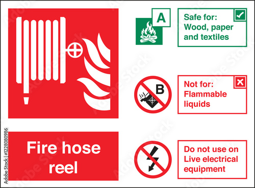 Hose Reel Identification Sign - ISO 7010 Fire Safety Sign - Warning Signs F002