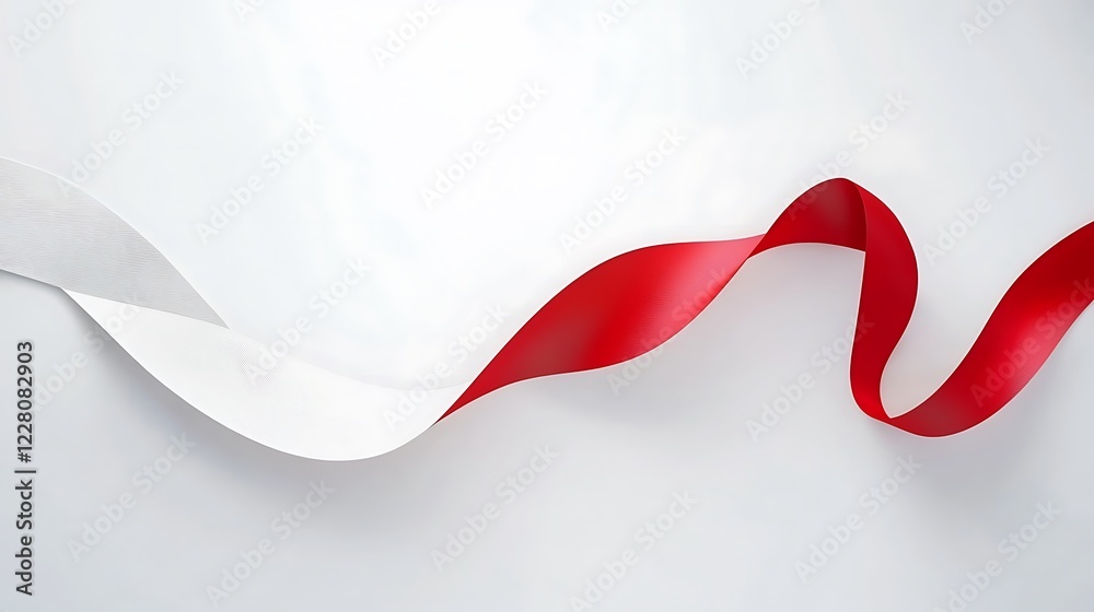 Elegant red and white ribbon flowing design Elegant red and white ribbon flowing design