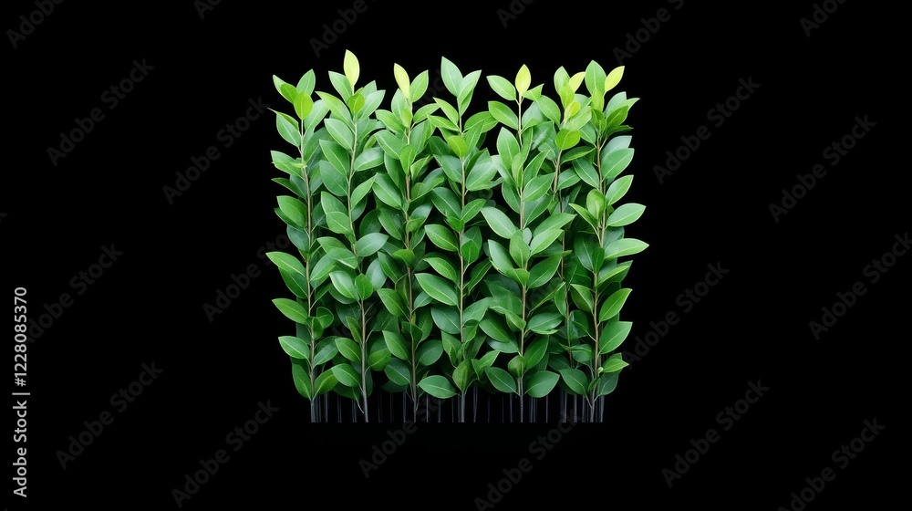 Obraz premium Lush Green Plant Wall - A vibrant image of a dense wall of green plants, perfect for adding a natural touch to any design.