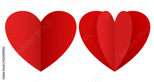 Paper hearts set. Vector set isolated on white background.