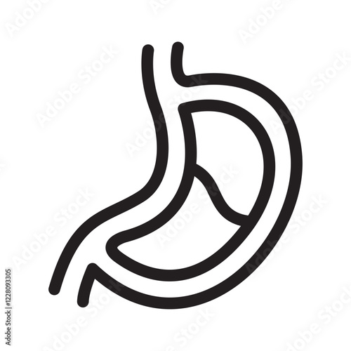Stomach human organ outline icons, minimalist vector illustration, simple concept, editable stroke, Isolated on white background