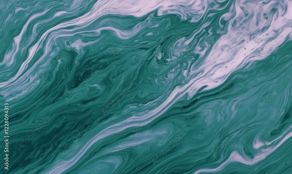 Fototapeta premium Swirling green and white abstract marble pattern