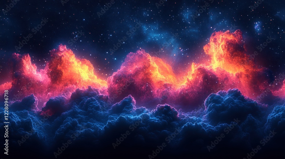 Fiery cloudscape, cosmic background, fantasy art, digital wallpaper Fiery cloudscape, cosmic background, fantasy art, digital wallpaper