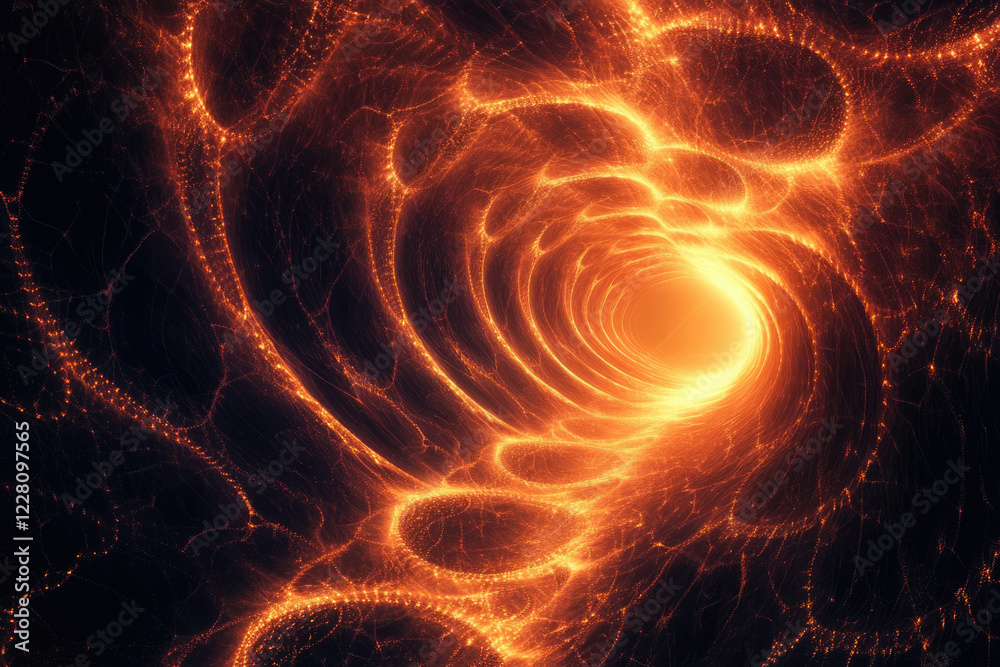 Obraz premium A swirling vortex of fiery energy, glowing embers and light create a mesmerizing cosmic tunnel.