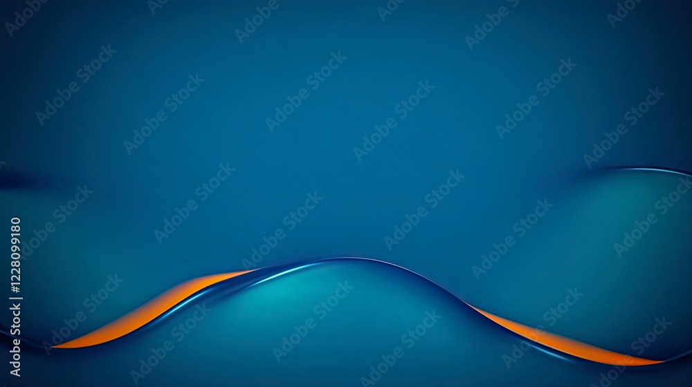 Obraz premium Minimalist abstract background with smooth flowing blue waves and subtle orange highlights