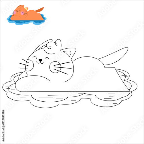 Children's cute coloring book with cats. children's educational game. logical tasks. coloring book. red cats