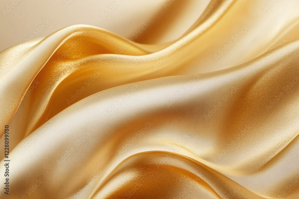 Elegant Flowing Silk Fabric with Delicate Golden Folds and Soft Texture, Luxurious Abstract Textile Background with Pastel Tones Elegant Flowing Silk Fabric with Delicate Golden Folds and Soft Texture, Luxurious Abstract Textile Background with Pastel Tones