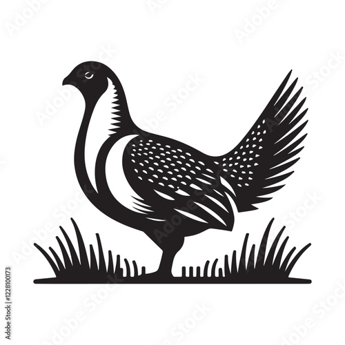 Elegant Greater Sage-Grouse Silhouette Vectors – Ideal for Nature Art photo