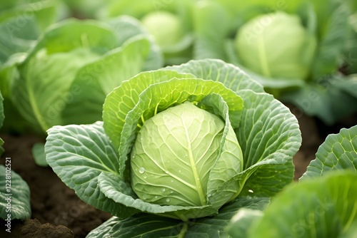 Ripe Green Cabbage In The Field Ready To Be Harvested