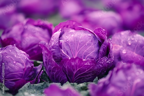 Ripe Purple Cabbage In The Field Ready To Be Harvested