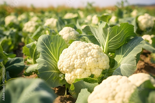 Ripe Cauliflower In The Field Ready To Be Harvested