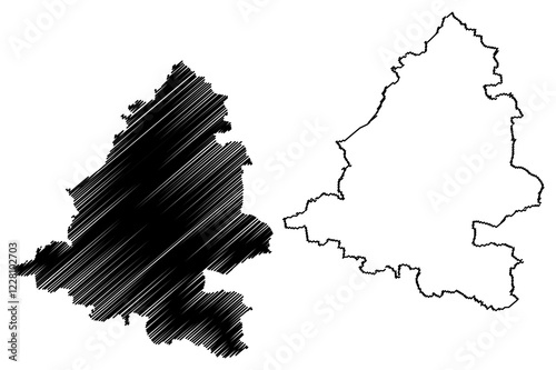 Teltow-Flaming district (Federal Republic of Germany, rural district, State of Brandenburg) map vector illustration, scribble sketch Teltow Flaming map