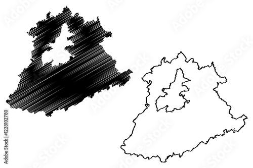 Trier-Saarburg district (Federal Republic of Germany, State of Rhineland-Palatinate) map vector illustration, scribble sketch Trier Saarburg map