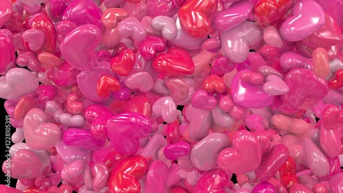 Animated Valentine Hearts transition 8 from sides than blown away.