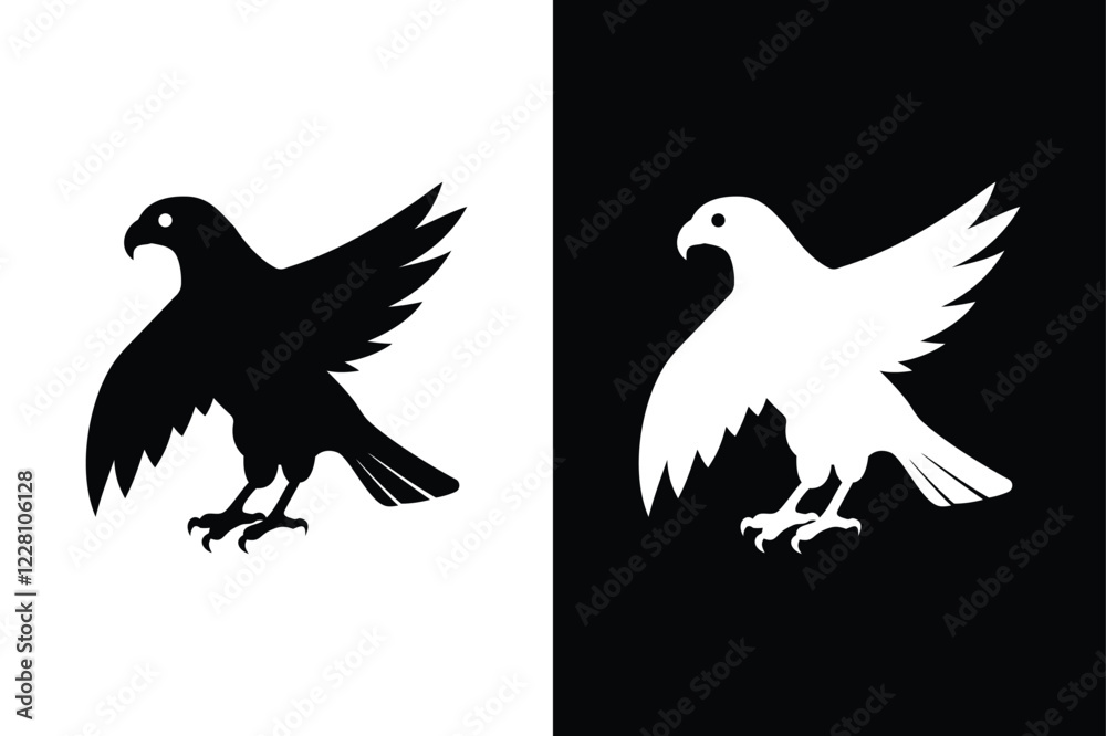 Obraz premium Stylized Hawk Bird Vector Icon for Creative Projects.