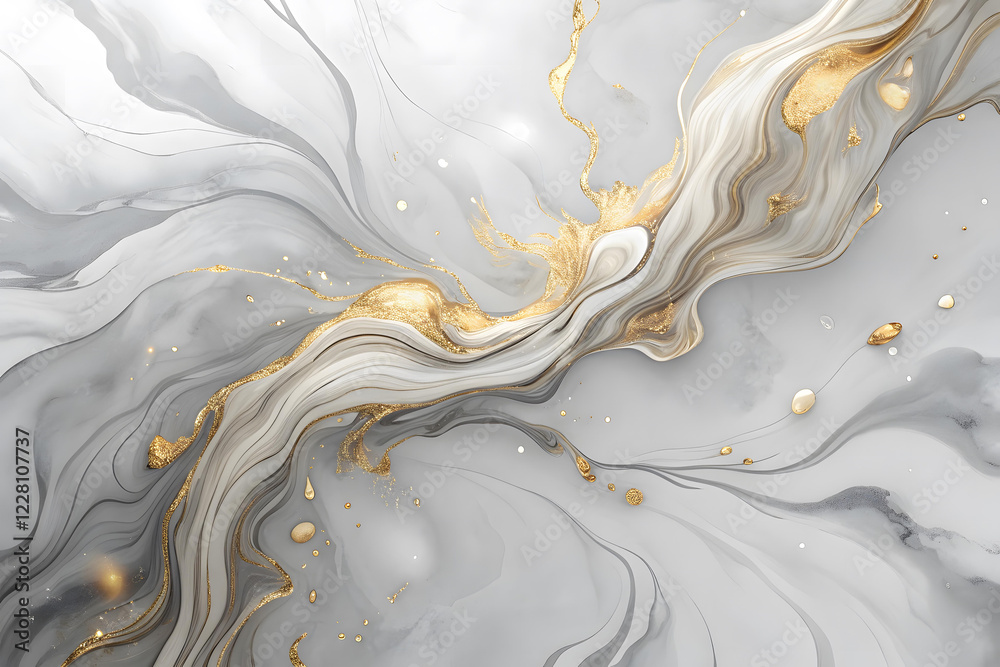 Abstract Grey and Gold Marble Texture Swirls Elegant Luxury Background Design