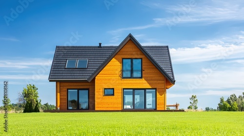 Wallpaper Mural Vibrant Modern Wooden House Surrounded by Lush Green Landscape Torontodigital.ca