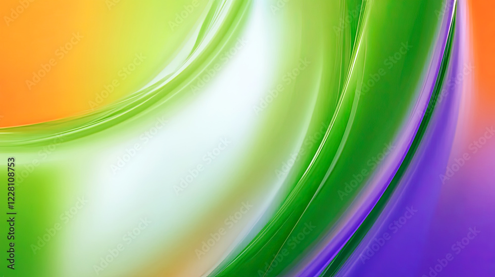 Fototapeta premium Vibrant abstract background with flowing green, orange, purple curves. A dynamic and modern design perfect for creative projects, branding