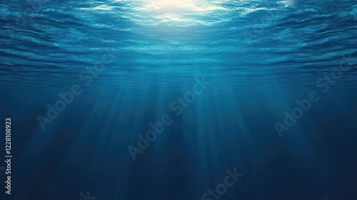 Blue ocean with slight ripples on the surface and refraction of light