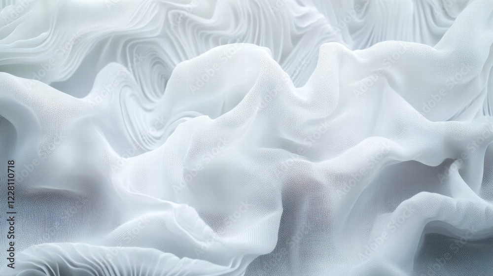 Obraz premium Abstract White Fabric with Layered Waves
