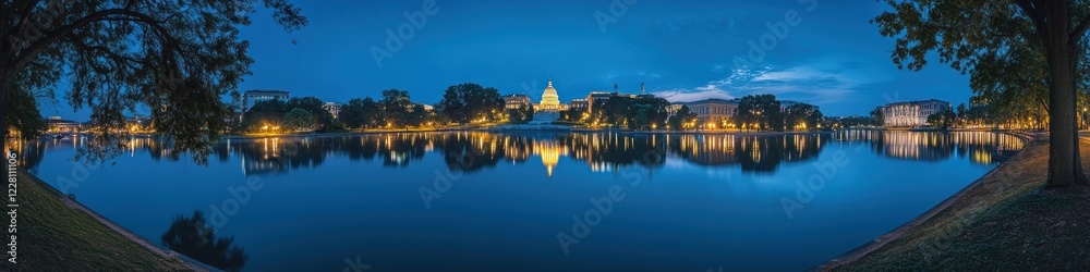 Fototapeta premium Capitol Building Reflection at Dusk