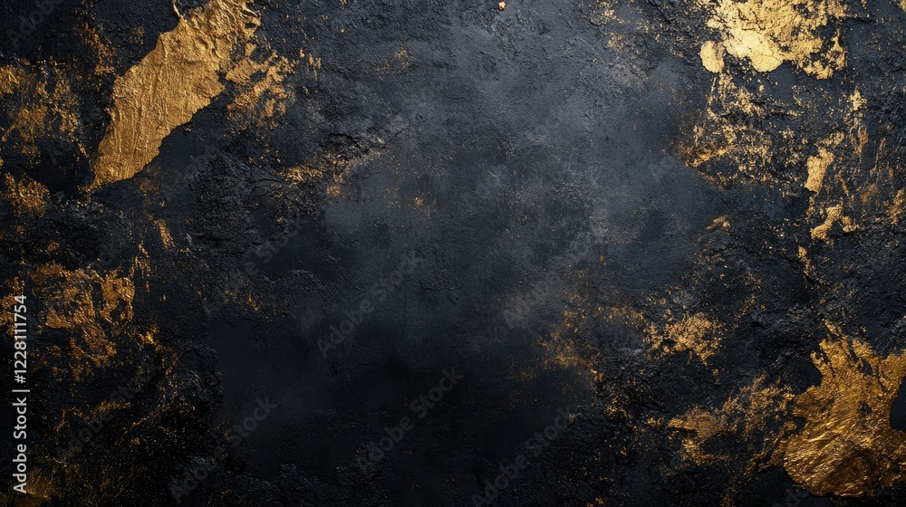 Black and golden messy wall stucco texture background Black and golden messy wall stucco texture background