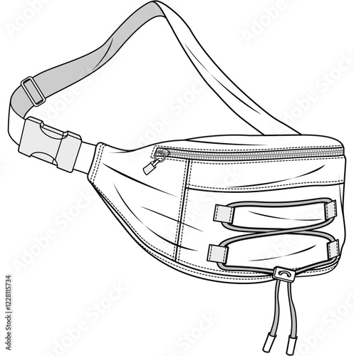 oversized bum bag flat sketch vector illustration	
