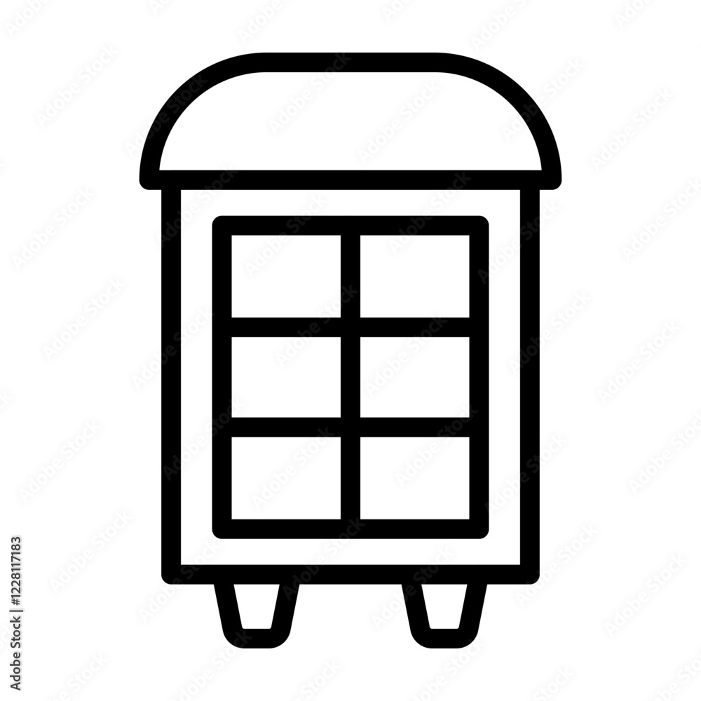 Curio Cabinet Vector Line Icon Design Curio Cabinet Vector Line Icon Design