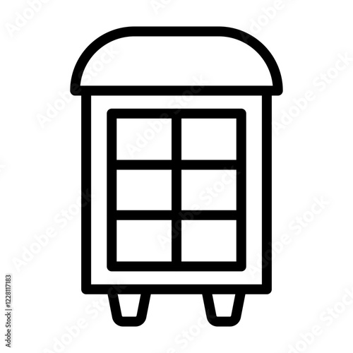 Curio Cabinet Vector Line Icon Design