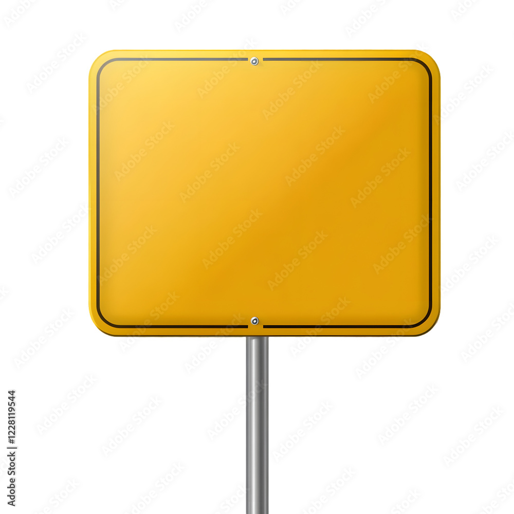 Empty Yellow Road Sign for Custom Messages, Isolated on Transparent Background Empty Yellow Road Sign for Custom Messages, Isolated on Transparent Background