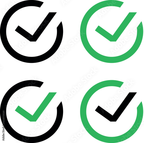 check box icon with correct, accept checkmark icons green tick box, check list circle frame - checkbox symbol sign. check mark box square frame