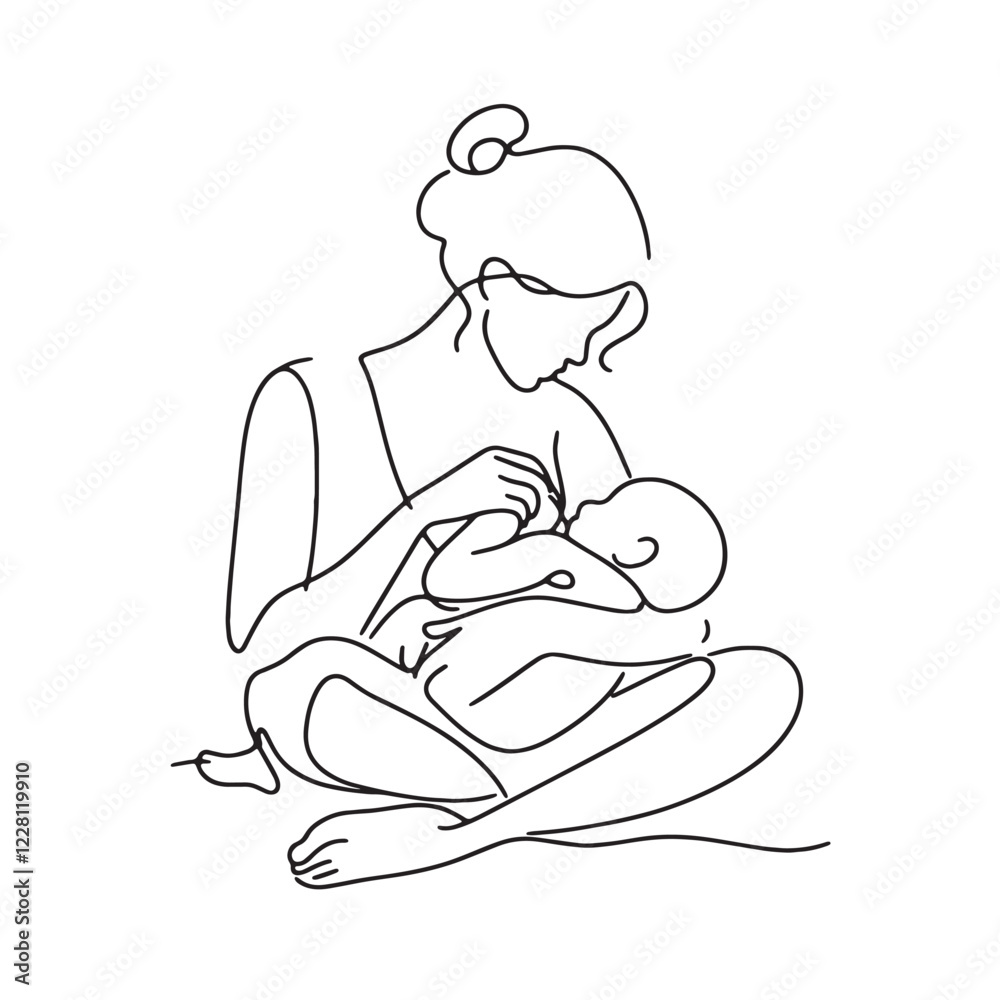 Minimal Handdrawn Single Line Vector Illustration Mother and Child Minimal Handdrawn Single Line Vector Illustration Mother and Child