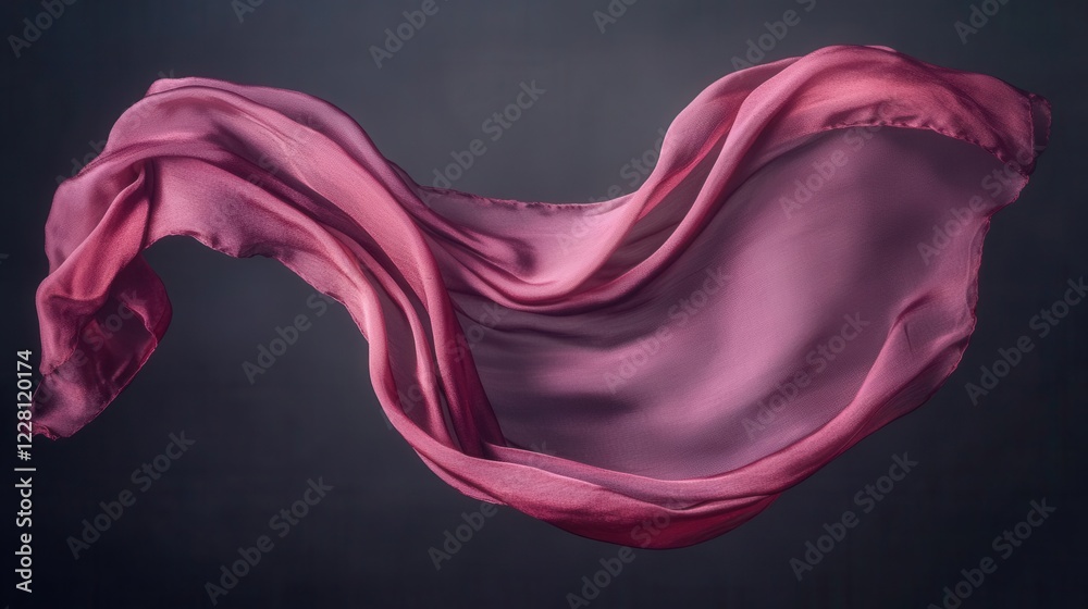 flowing crimson silk scarf caught in wind, dramatic lighting, rich textures, against dark background flowing crimson silk scarf caught in wind, dramatic lighting, rich textures, against dark background