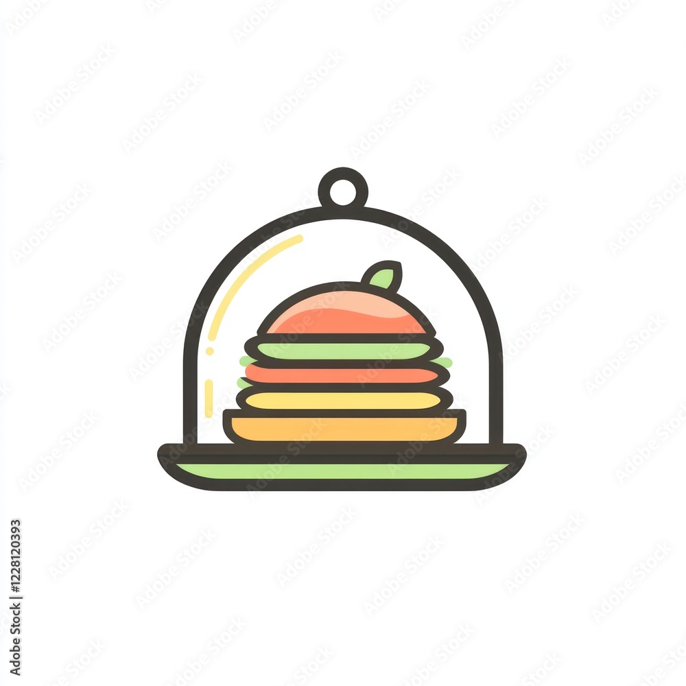 Covered layered burger dish, restaurant menu Covered layered burger dish, restaurant menu