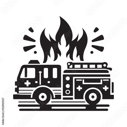 Emergency  vehicle silhouette  vectors fire trucks photo