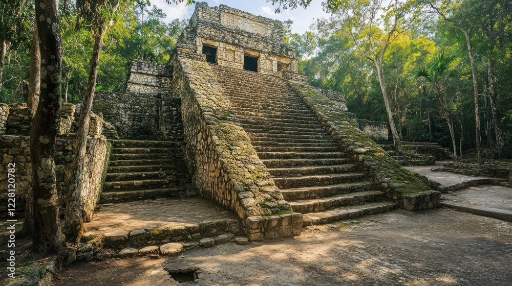 Ancient Mayan Ruins in Lush Jungle Setting Ancient Mayan Ruins in Lush Jungle Setting