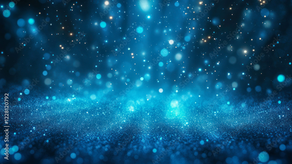 Bright blue sparkles create a mesmerizing underwater atmosphere at night Bright blue sparkles create a mesmerizing underwater atmosphere at night