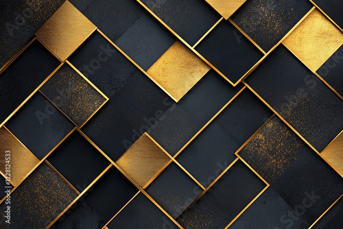Modern Black and Gold Geometric Design with Metallic Accents and Sleek Abstract Patterns for Luxury Backgrounds and Contemporary Art Deco Interiors