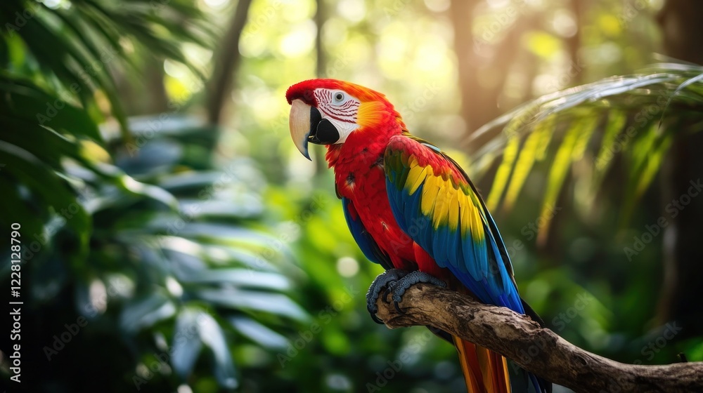 Obraz premium Scarlet Macaw in Lush Tropical Paradise