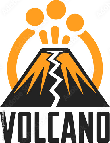 eruption of a volcano, vector logo illustration