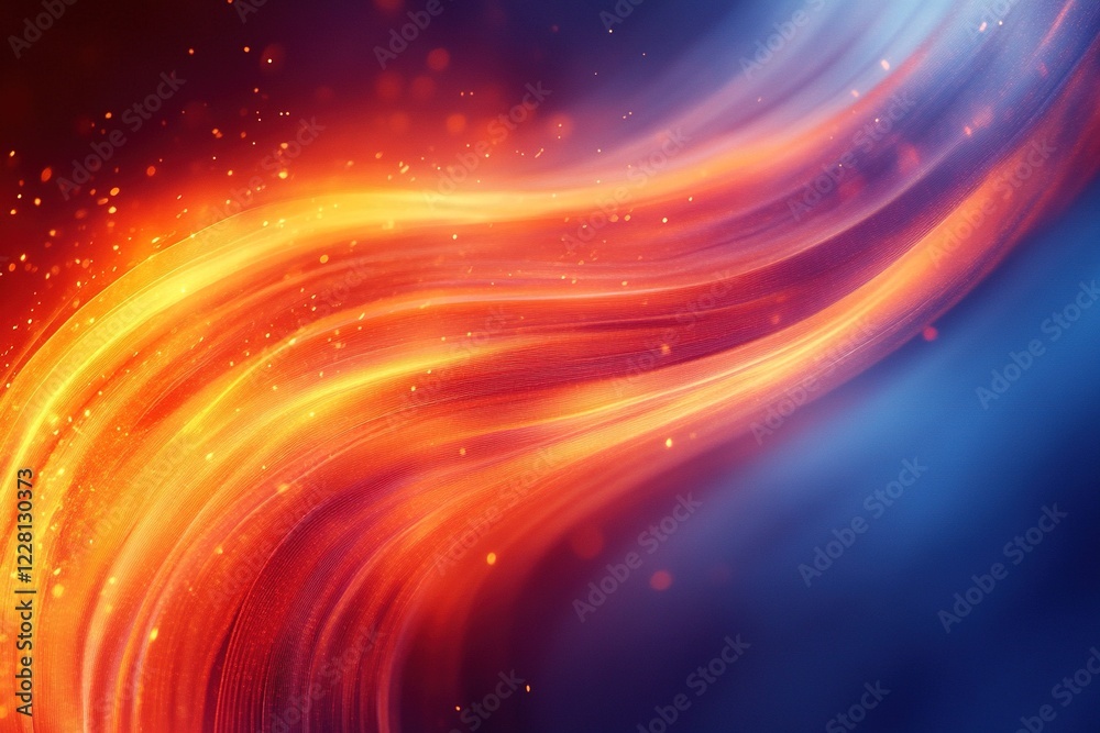 Obraz premium Abstract fiery and icy swirls, glowing light streaks background.