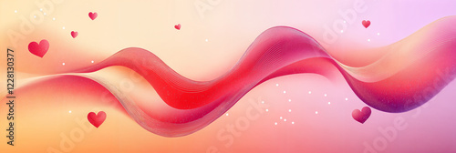 Abstract Background: Elegant Pink Heart Wave with Sparkling Background