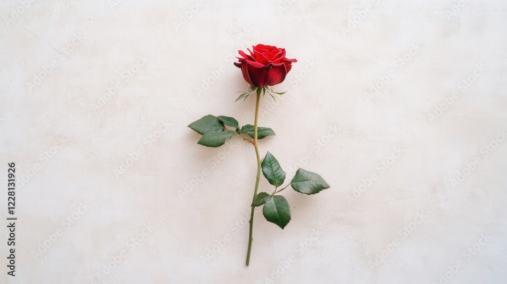 Single Red Rose Against A White Background Single Red Rose Against A White Background