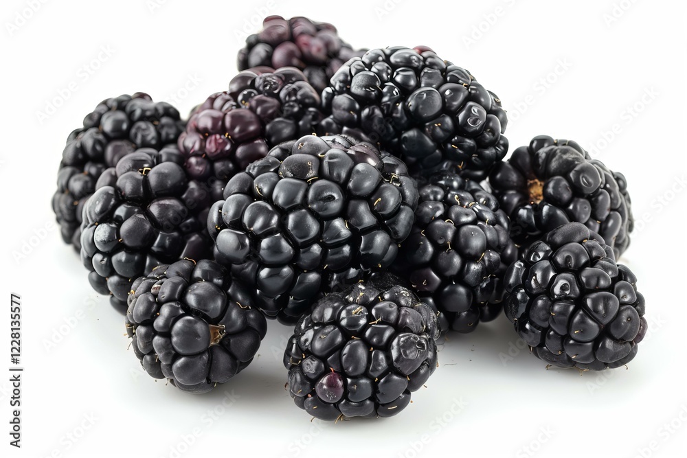 Ripe blackberries are piled together, creating a tempting display of fresh, juicy fruit Ripe blackberries are piled together, creating a tempting display of fresh, juicy fruit