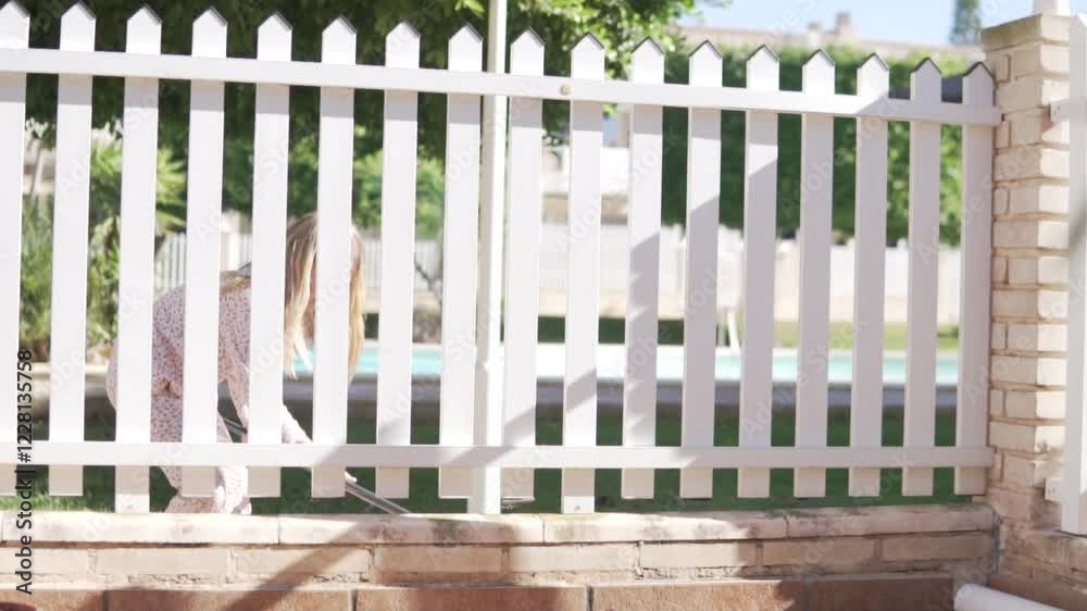 A girl kills herself on the veranda of her house in the summer A girl kills herself on the veranda of her house in the summer